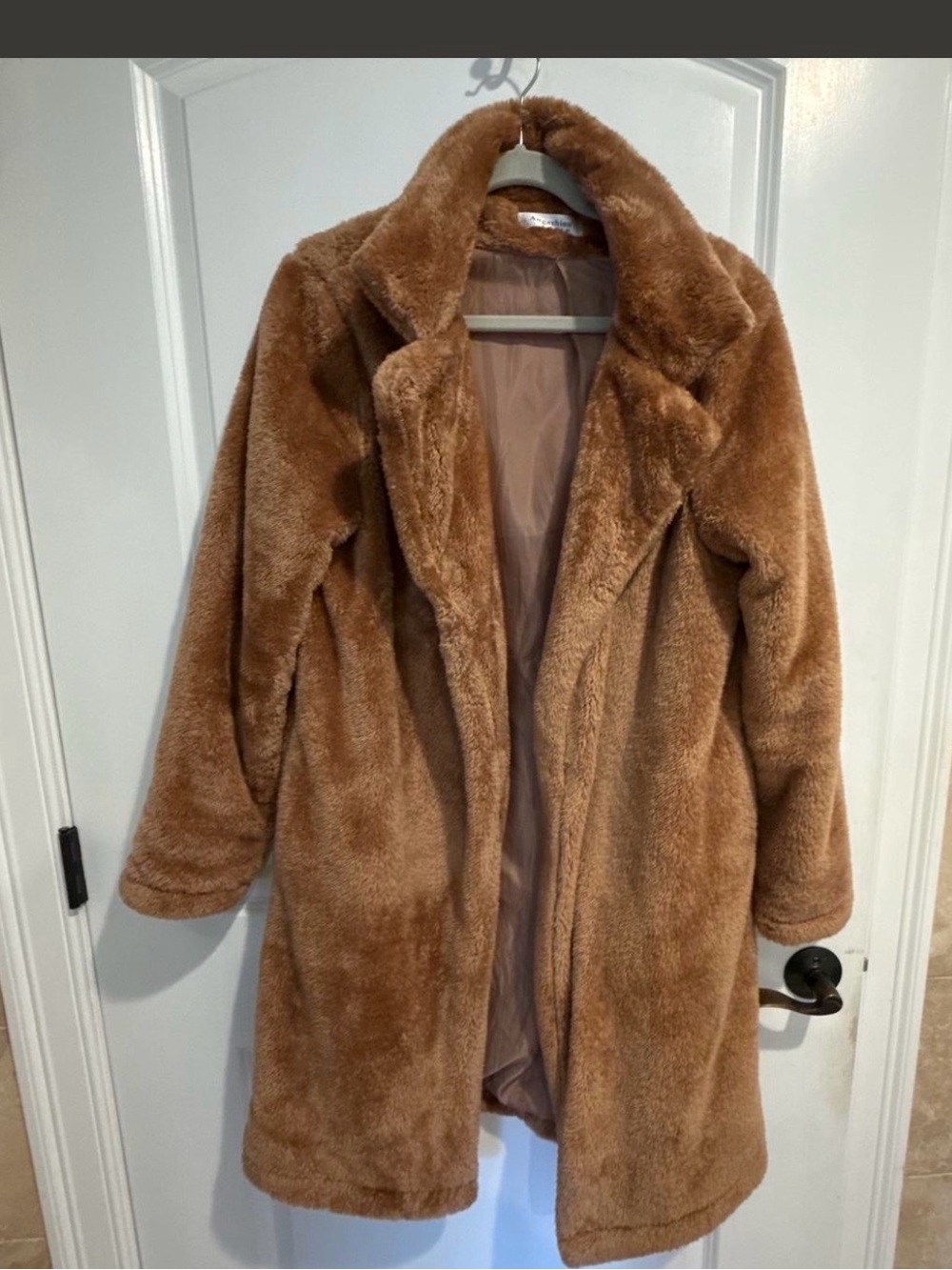 Women's Teddy Coat - Tan Brown Plush Jacket